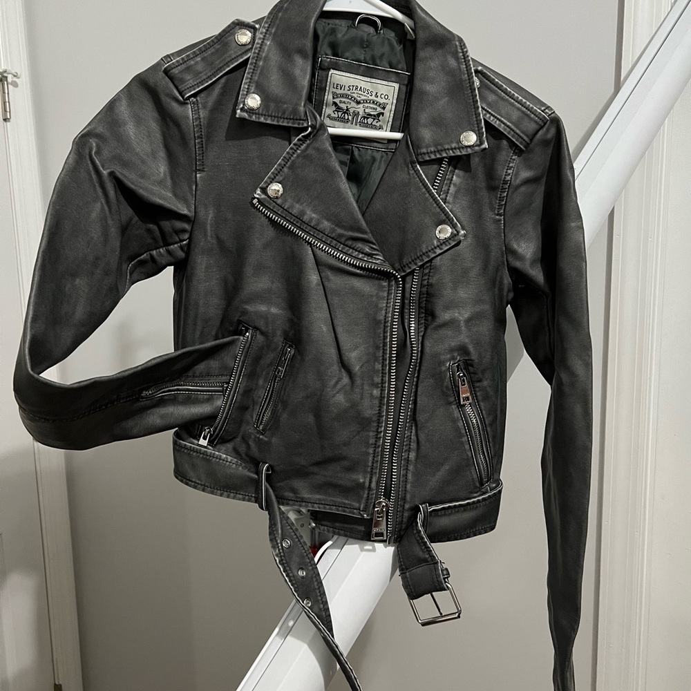 Jacket - leather - gray color